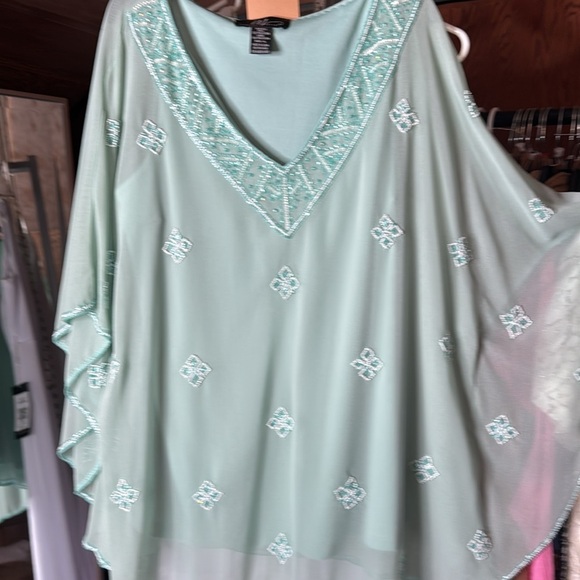 Midnight Velvet Green Beaded Blouse Women’s XL – - Picture 2 of 10